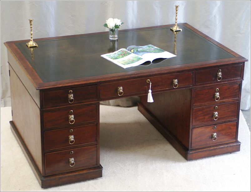 1030 Antique Georgian Mahogany Partners Desk